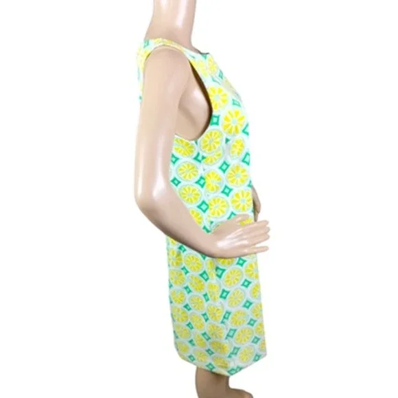 Sail to Sable Dress Womens Small Lemon Print Shift Sleeveless Zip‎ Back TXSP2042